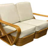 Frankl Style Four-Strand Square Pretzel Rattan Sectional Settee