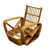 Original Hand Made Rattan By Paul Frankl, His Historic Four Strand Square Pretzel Lounge Chair