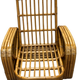 Original Hand Made Rattan By Paul Frankl, His Historic Four Strand Square Pretzel Lounge Chair