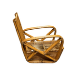 Original Hand Made Rattan By Paul Frankl, His Historic Four Strand Square Pretzel Lounge Chair