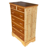 Mid-century Stacked Rattan & Mahogany Highboy Dresser by Kane Kraft