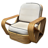 Paul Frank Style Rattan Six Strand Square Pretzel Lounge Chair, Pair