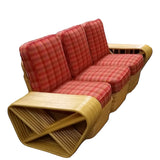 Paul Frankl Style 10 Strand Square Pretzel Rattan 3-seater Sectional Sofa 2
