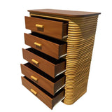 Art Deco Stacked Rattan Highboy Dresser w/ Mahogany