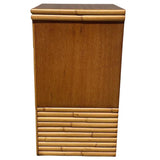 Mid-century Single Drawer Stacked Rattan & Koa Wood Bedside Table