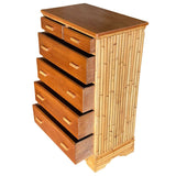 Mid-century Stacked Rattan & Mahogany Highboy Dresser by Kane Kraft