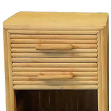 Horizontal Stacked Stick Rattan Side Bedside Table, Pair