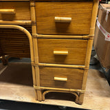 Rattan and Mahogany Desk with Stacked Rattan Sides