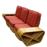 Paul Frankl Style 10 Strand Square Pretzel Rattan 3-seater Sectional Sofa 2
