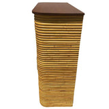 Art Deco Stacked Rattan Highboy Dresser w/ Mahogany