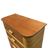 Art Deco Stacked Rattan Highboy Dresser w/ Mahogany