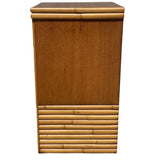 Mid-century Single Drawer Stacked Rattan & Koa Wood Bedside Table