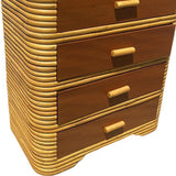 Art Deco Stacked Rattan Highboy Dresser w/ Mahogany