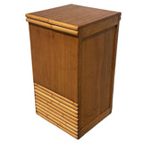 Mid-century Single Drawer Stacked Rattan & Koa Wood Bedside Table