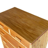 Mid-century Stacked Rattan & Mahogany Highboy Dresser by Kane Kraft