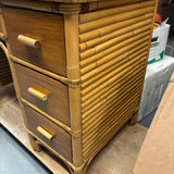 Rattan and Mahogany Desk with Stacked Rattan Sides