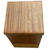 Mid-century Single Drawer Stacked Rattan & Koa Wood Bedside Table