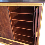 Rattan & Mahogany TV Stereo Cabinet With Component Rack