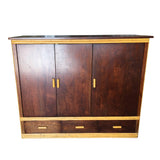 Rattan & Mahogany TV Stereo Cabinet With Component Rack