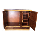 Rattan & Mahogany TV Stereo Cabinet With Component Rack