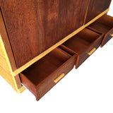 Rattan & Mahogany TV Stereo Cabinet With Component Rack