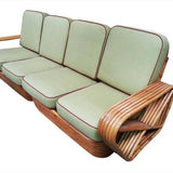 Paul Frank Style 6-Strand Square Pretzel Rattan Four-Seat Sofa by Paul Frankl