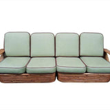 Paul Frank Style 6-Strand Square Pretzel Rattan Four-Seat Sofa by Paul Frankl