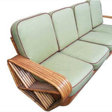 Paul Frank Style 6-Strand Square Pretzel Rattan Four-Seat Sofa by Paul Frankl