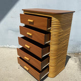 Restored Art Deco Rattan Highboy Dresser With Mahogany Top