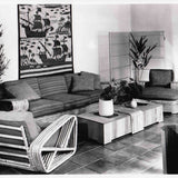 Restored Historic Paul Frankl Hand Made 5- Strand Square Pretzel Rattan Lounge
