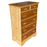 Stacked Rattan Highboy Dresser with Mahogany Top by Kane Kraft