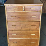 Stacked Rattan Highboy Dresser with Mahogany Top by Kane Kraft