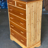 Stacked Rattan Highboy Dresser with Mahogany Top by Kane Kraft