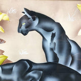 Tropical Airbrush Watercolor Panther Painting Signed Peters