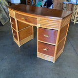 Boutique Made Stacked Rattan and Mahogany Secretary Desk