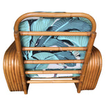 Restored Rattan Six-Strand Square Pretzel Lounge Chair Paul Frankl Style, Beverly Hills Hotel Palms Cushions