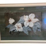 Post-War Hawaiian Hibiscus Floral Still Life Airbrush Painting, Framed