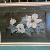 Post-War Hawaiian Hibiscus Floral Still Life Airbrush Painting, Framed