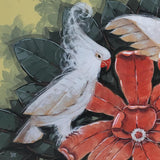 Restored Post-War Hawaiian Bird and Botanical Airbrush Painting, Framed