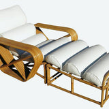 Paul Frank Style 6-Stand Square Pretzel Rattan Chaise Lounge w/ Ottoman